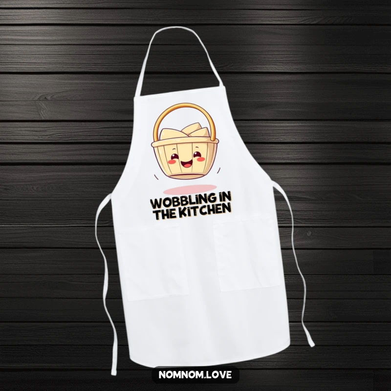 Funny smiling dim sum basket wobbling playfully on its bottom. This apron is perfect for kitchen duties and spreads food joy.