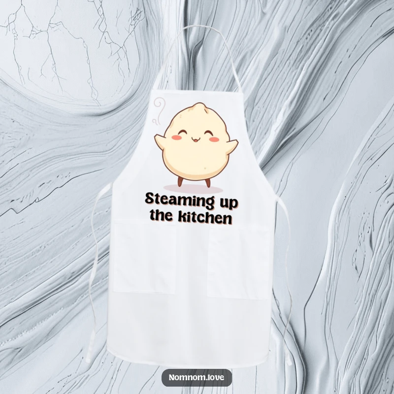 Funny Dumpling Apron: A smiling dumpling jigs merrily with rising steam, bringing funny charm and practicality to your kitchen.