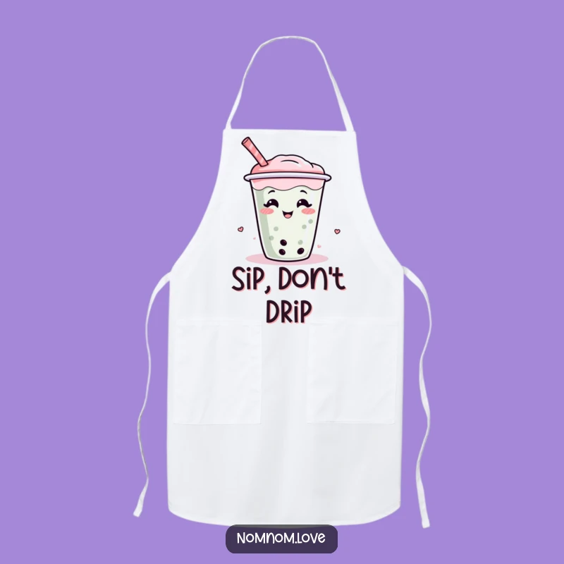 Funny Boba Tea Apron A Giggle Wiggle Character, Perfect Kitchen Accessory