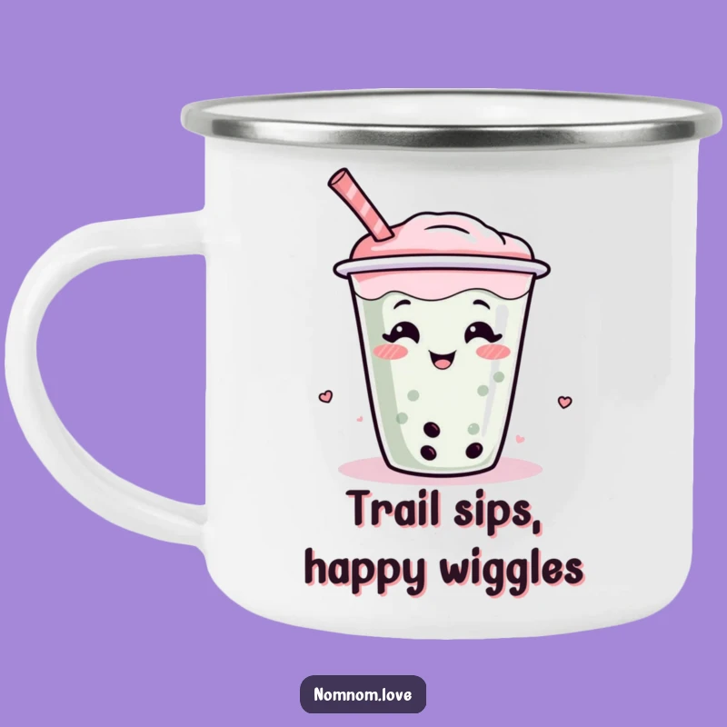 Funny Boba Tea Camping Mug A Giggle Wiggle Character, Great For Outdoors