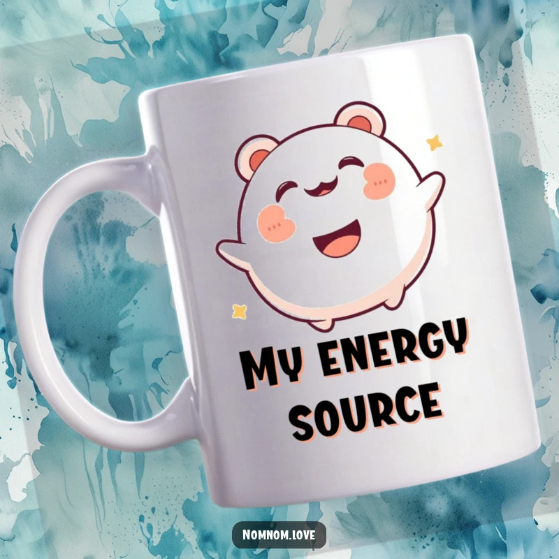 Funny gleeful bao bun with a happy mouth bouncing energetically. This mug design is pure, delightful food humor.