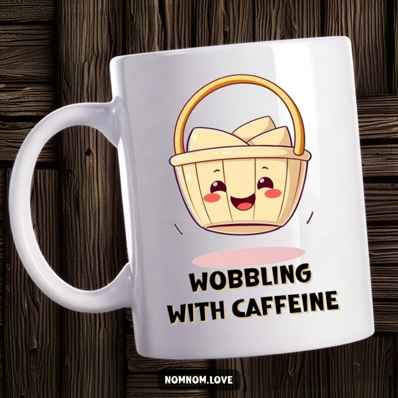 Funny smiling dim sum basket playfully wobbling on its bottom. This mug design captures adorable, edible silliness.