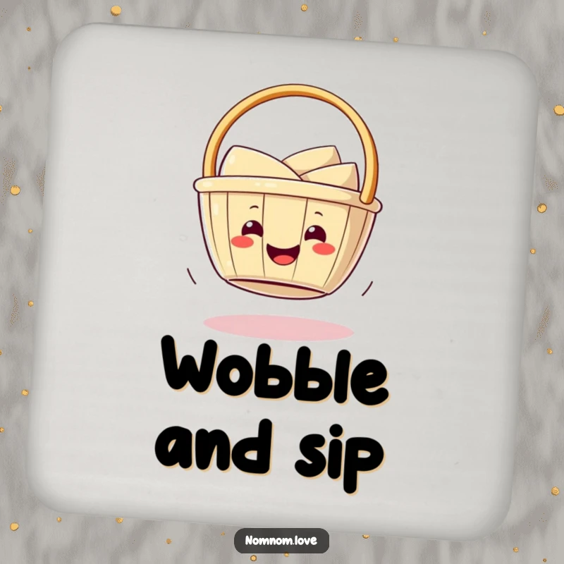 Funny smiling dim sum basket wobbling playfully on its bottom. These coasters bring food fun to any gathering.