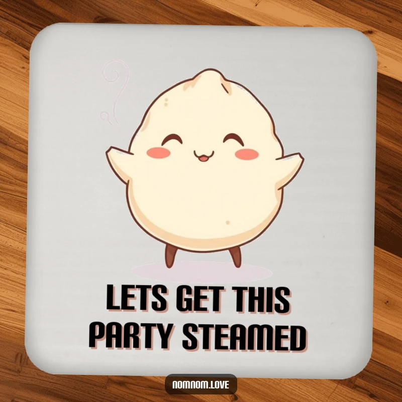Funny Dumpling Coaster: A smiling dumpling jigs with rising steam, a funny and functional coaster for any table setting.