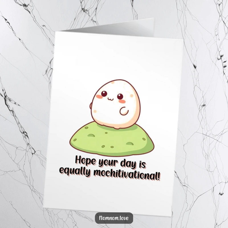 Funny Free Printable Mochi Birthday Card featuring a happy mochi character joyfully rolling downhill, perfect for sending birthday cheer.