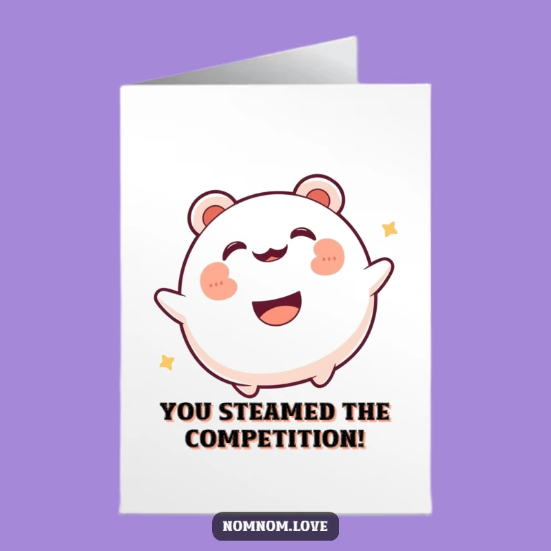 Free Printable Congrats Card: Gleeful Bao Bun, Funny Downloadable Celebration Gift
