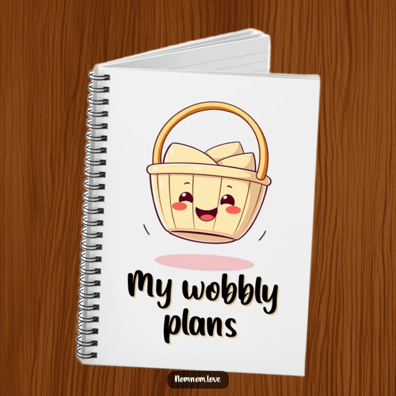 Funny smiling dim sum basket wobbling playfully on its bottom. This notebook is perfect for jotting notes with a side of food fun.
