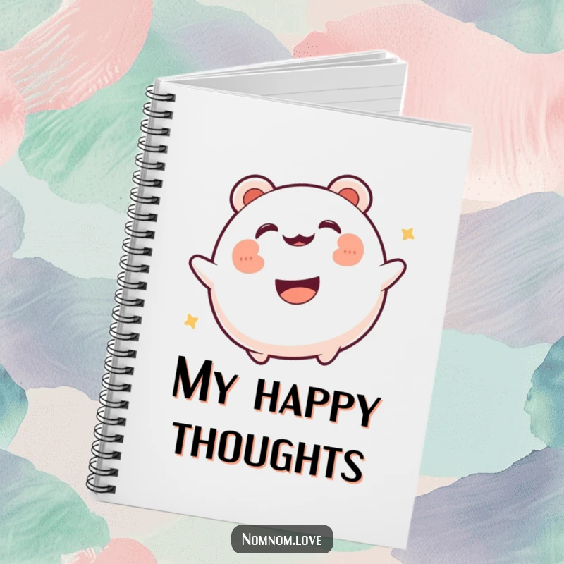 Funny gleeful bao bun bouncing happily with a wide smile. This notebook is perfect for jotting notes with a side of food fun.
