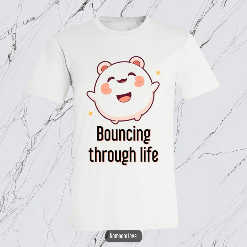 Funny gleeful bao bun joyfully bouncing with a wide happy mouth. This t-shirt design is bursting with edible excitement and fun.