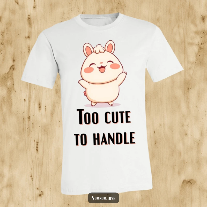 Funny Bao Bun T-Shirt: A delighted bao bun with blushing cheeks dances happily, a humorous and cute food t-shirt.