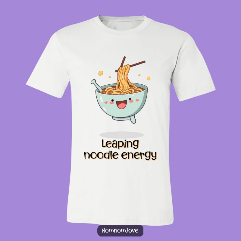 Funny Ramen Leap T-Shirt - Playful Noodle Bowl Tee, Great Foodie Gift