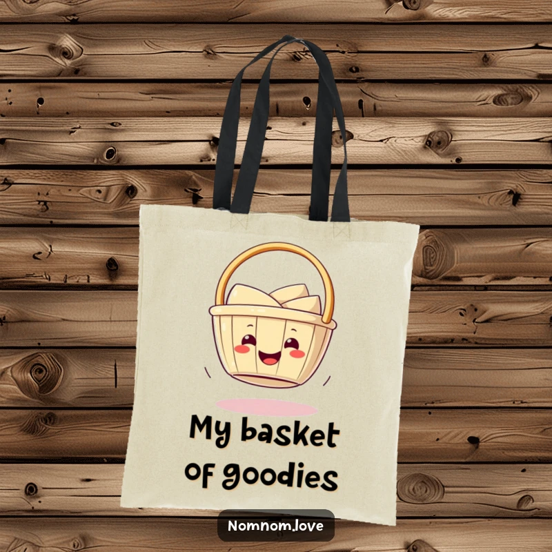 Funny smiling dim sum basket wobbling playfully on its bottom. This tote bag is perfect for carrying your essentials with dim sum style.